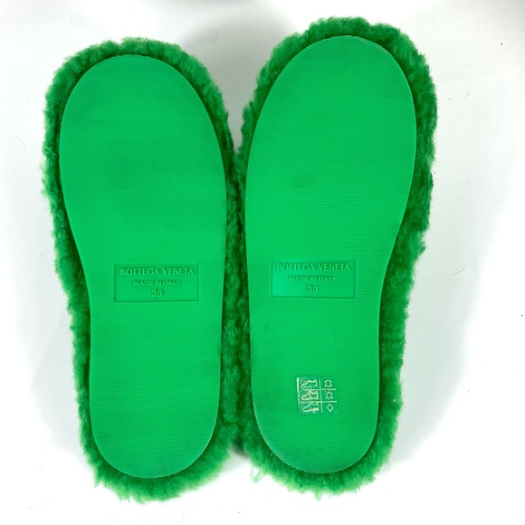 Bottega Veneta Genuine Shearling Slide Sandal Green Size 39 EU - Picture 9 of 17